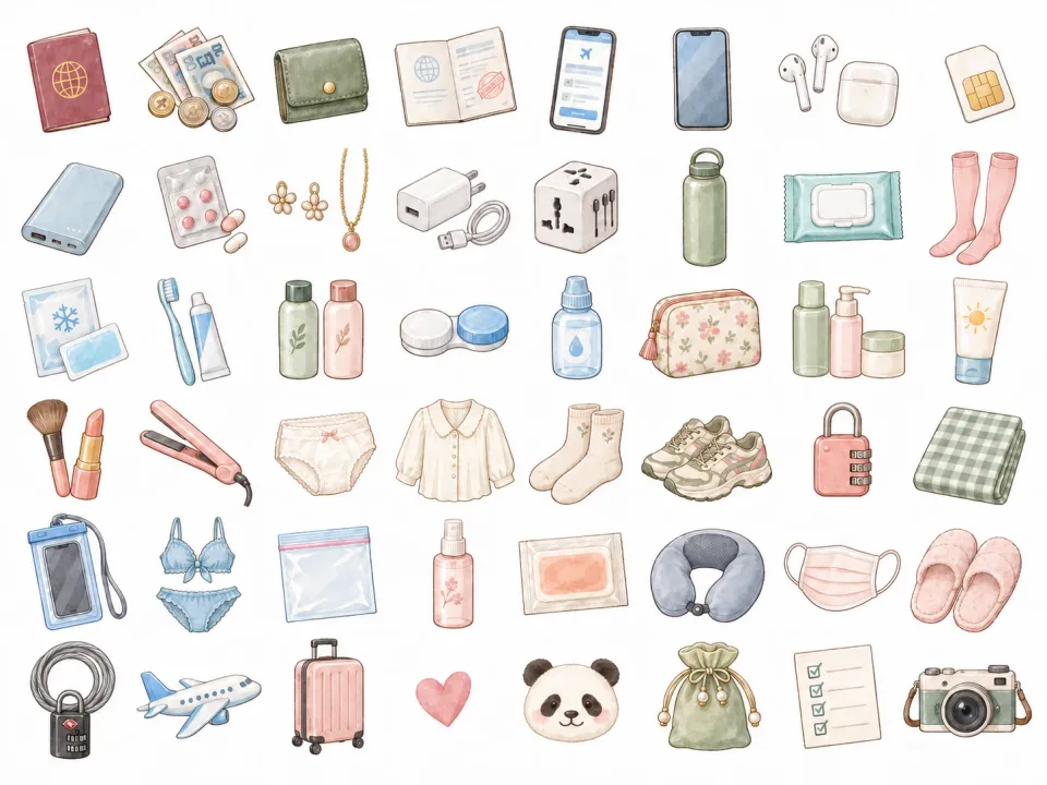 旅行用品のミニイラスト
